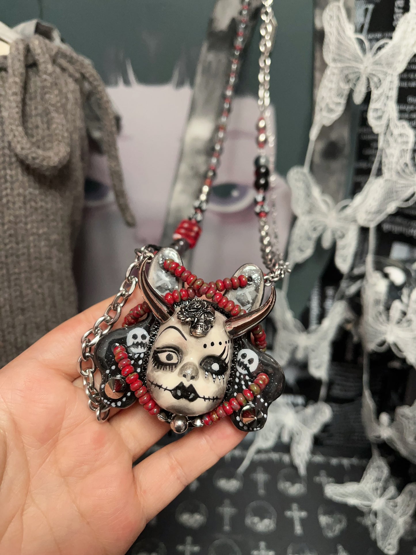 Gothic Polymer Clay Necklace